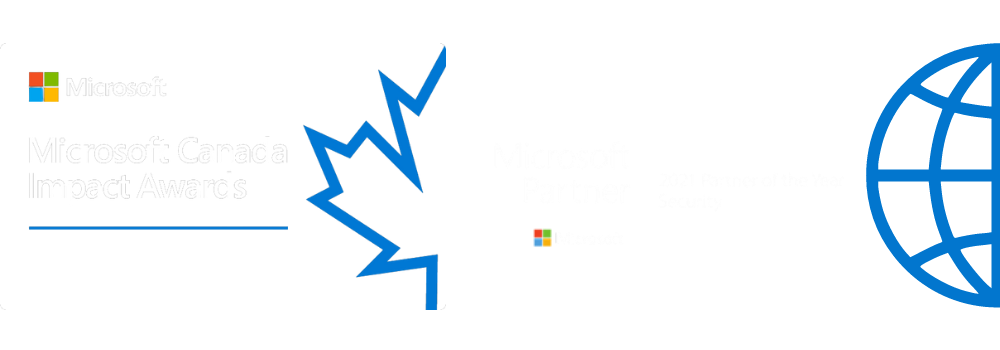 2022 Microsoft Impact Award Logo + 2021 Global Security Partner of the Year Logo